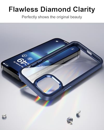 Image of HOOMIL Case for iPhone 13 Pro 6.1-Inch, Non-Yellowing, Drop Protection, Anti-Scratch Transparent Hard Back Phone Cover - Blue
