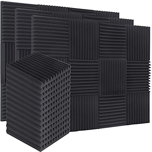 ZHERMAO 50 Pack Sound Proof Foam Panels 2 inch Acoustic Foam, 2" X 12" X 12" Fireproof Sound Absorbing & Sound Insulation Studio Foam Wedges, Sound Proofing Padding for Wall, Home, Office or Studio