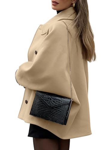 Tankaneo Womens Pea Coats Classic Notch Lapel Single Breasted Oversized Fall Winter Jackets Outerwear4