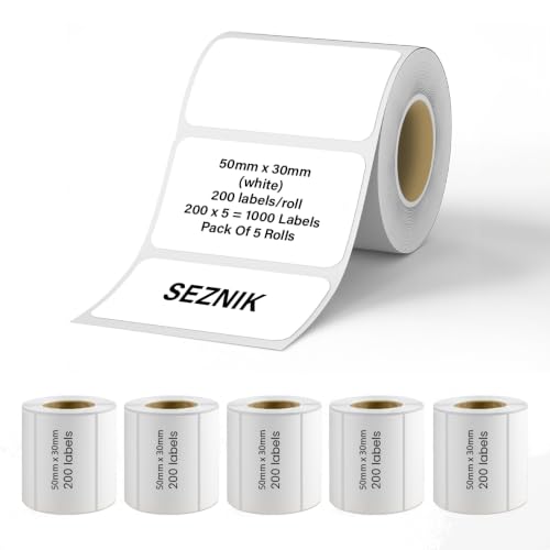 Seznik Thermal Lables, 50mmx30mm Labels, 2 inch Self-Adhesive Thermal Labels for Thermal Printer [Printer NOT Included] (50mmx30mm - 1000 Lables)