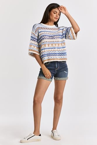 DEAR JOHN Women's Tanner Mesh Sweater Size Medium Beach Day3