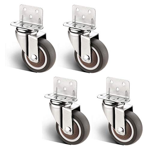 YJDQJL Roulettes Pour Meubles,4 Pièces Type L Éclisse Fauteuil Pivotant Chaise De Bureau Remplacer Roulettes Pivotantes,Cabinet Table Lit Bébé Stand De Fleurs Caoutchouc Roues,Avec Frein Se D Cover