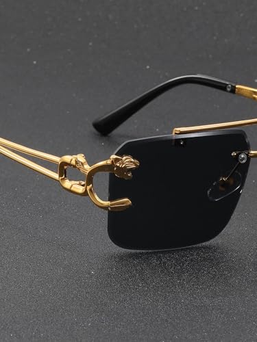 Image of 100-Pack Gold Zinc Alloy Rimless Double Bridge Sunglasses 7 Colors Wholesale Bulk UV400