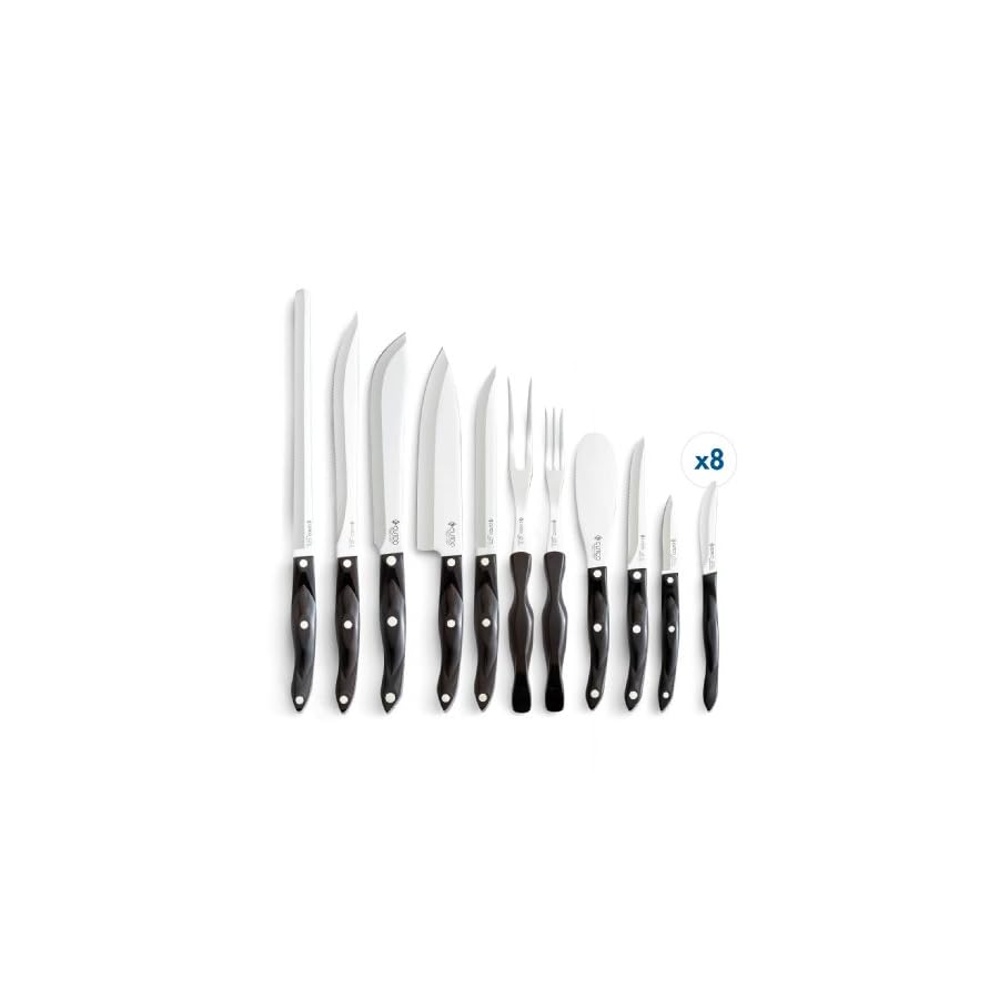 CUTCO-Model-2018-Homemaker8-SetIncludes-8-1759-Table-Knives-10-Kitchen-Knives-Forks-1748-Honey-Oak-knife-block-82-Sharpener-and-125-Medium-Poly-Prep-cutting-board-High-Carbon-Stainless-blades-and-Clas CUTCO Model 2018 Homemaker+8 Set Includes (8) #1759 Table Knives, (10) Kitchen Knives & Forks, 1748 Honey Oak knife block, 82 Sharpener, and #125 Medium Poly Prep cutting board