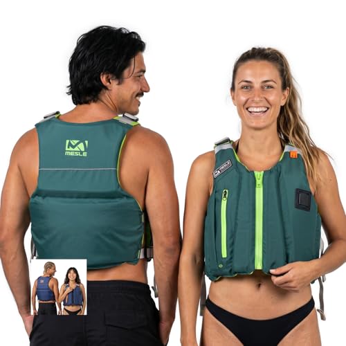 MESLE SUP & Kajak Schwimmweste Ara 50N Unisex 50120 kg Full-Back Design mit Tasche & Handyhülle | Leichte Schwimmhilfe Damen & Herren für Stand Up Paddling Paddeln Angeln & Wassersport
