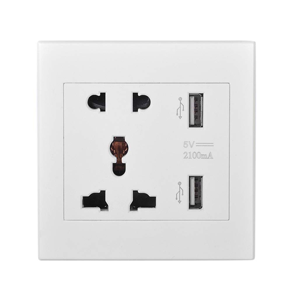 5V 1A 2.1A Dual USB Electric Wall Socket Charger Adapter Power Outlet Pane