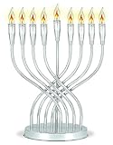 Aviv Judaica Classic Illumination Electric Menorah with 9 Flickering Flames Bulbs Contemporary Design Hanukkiah Minorah Flameless Chanukah Candles Menurah for Bank Business Home Hanukah Lights Decor