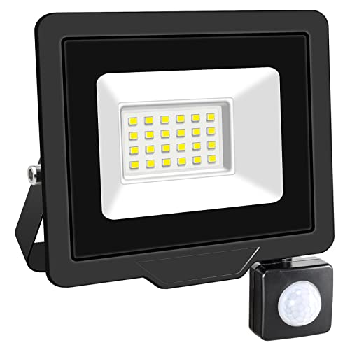 RIGIDON 20W Motion Sensor Light Outdoor 2000LM Super Bright LED Flood Outdoor Lights 6000K Daylight White IP66 Waterproof Security Lights for Garden Garage