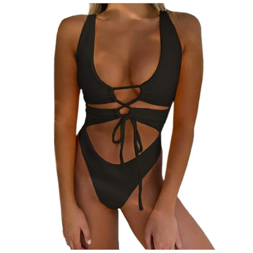 Traje De Baño Mujer Sexy Una Pieza Traje de baño de Malla de 1 Pieza para Mujer, Bikini Acolchado con realce, Traje de baño de Entrenamiento, Traje de baño atlético, Traje de Bikinis De (Black, M)