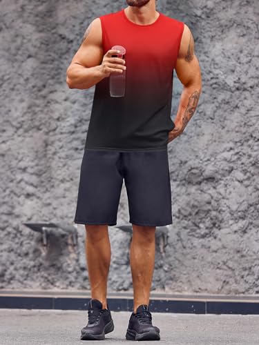 Runcati Mens Sleeveless Tank Tops Workout Muscle Gym T Shirts Crew Neck Gradient Tee Tops4