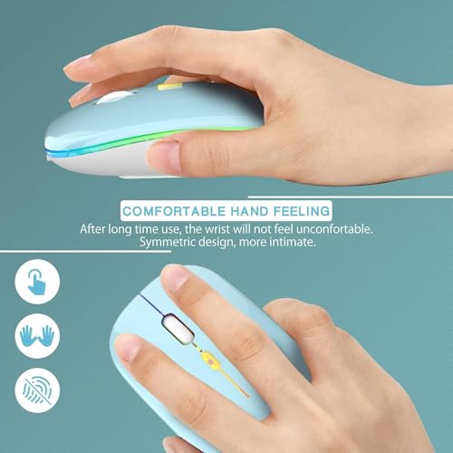 Image of LED Wireless Mouse, Slim Silent Mouse 2.4G Portable Mobile Optical Office Mouse with USB & Type-c Receiver, 3 Adjustable DPI Levels for Notebook, PC, Laptop, Computer (Blue)