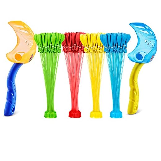 Bunch O Balloons Launcher 2 Pack & 4 Stems by ZURU, Rapid-Filling Self-Sealing Tropical Colored Water Balloons for Outdoor Family, Friends, Children Summer Fun