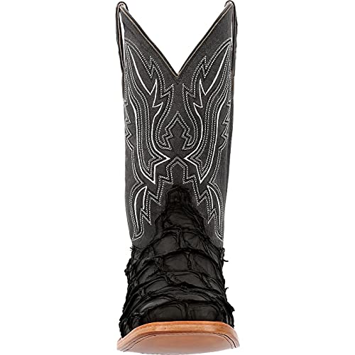 Durango Mens Premium Exotics Pirarucu Embroidered Square Toe Pull On Dress Boots Mid Calf - Brown3