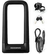 ROCKBROS Bike U Lock, Heavy Duty Anti Theft Bike U Lock with Cable Silicone Cover (Max 22.5MM Bik...