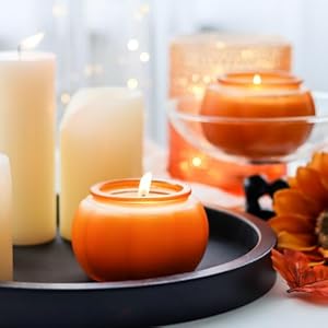 Pumpkin scented candle 2pcs fall candle for table decor and thanksgiving gift 5oz  urban country home decor