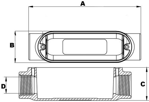 Morris 14120 Rigid Conduit Body, Aluminum, Type C, Threaded, 1/2