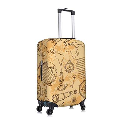 Highly Elastic Spandex Suitcase Cover Luggage Cover Protector Medium Fits 22 to 24 Inch Vintage Globe Compass World Map Prints3