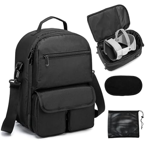 ROYALFAIR Carrying Case for Vision Pro/Meta Quest 3/Oculus Quest 2, Hard Travel Storage Case Compatible with Meta Oculus Quest 2 Headset Touch Controllers Accessories, VR All-in-One Gaming Headset Cover