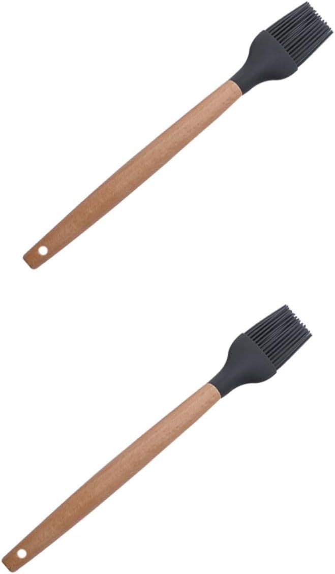 LIFKOME 2pcs Oil Brush Kitchen Baking Basting Brush for Grill Silicone Barbecue Brush Butter Oil Silicone Food Brush Silicone Pastry Brush Barbeque Brush Grill Brush Suite Wooden Household