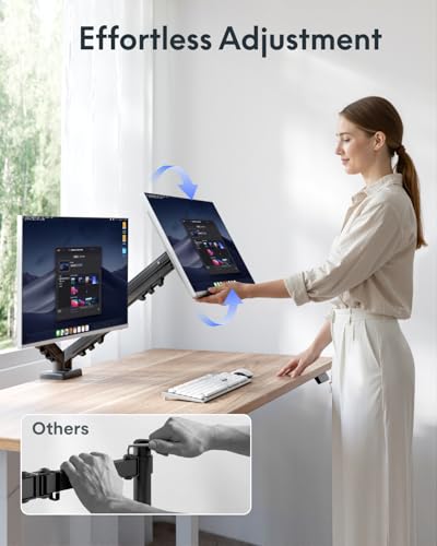 Image of Flexispot Dual Monitor Arm, 17-32 Inch Monitor Mount up to 19.84 lbs, Fast Install VESA Mount for Home Office Gaming, Full Adjustable Gas Spring with C-Clamp and Grommet Base, Black