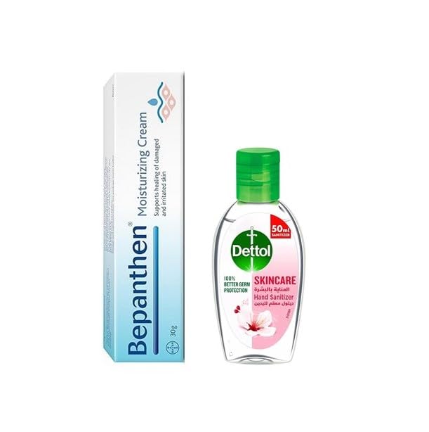 Bepanthen Skin Moisturizer Cream 30g + Dettol Skincare Hand Sanitizer 50 ml