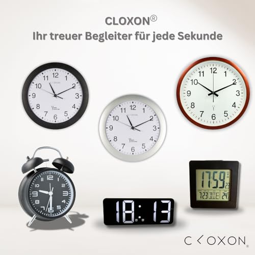 CLOXON Funkuhr Badezimmer mit Saugnapf Badezimmeruhr mit Thermometer Uhr mit Funk Bad Silber Funkuhr