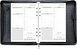 Fan&Ran Zipper Planner Organizer, Undated Starter Set Simulated Leather Cover, 6-Ring Binder, A5, Black