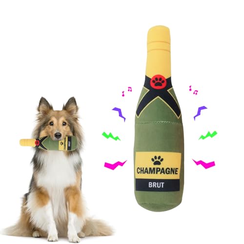 HOMURY Quietschendes Hundespielzeug Kauspielzeug Plüsch-Hundespielzeug Quietschspielzeug Hunde-Bierflasche Plüschtier Hundespielzeug Hund Bierflasche Spielzeug für Kleine, Mittlere und Große Hunde