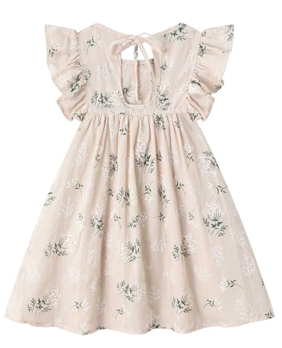 lymanchi Toddler Girl Ruffled Sleeve Dress Cotton Linen Halter Sleeveless Kid Casual Summer Sundress2