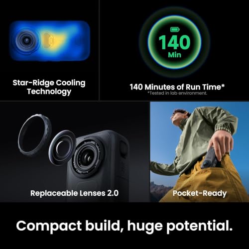 Image of Insta360 X6-8K 360 Camera with 1 /1.1'' Sensors | Action Camera, Dual Custom Square 1 /1.1 inch Sensors, Triple AI Chip, Replaceable Lens 2.0, 140 Minutes 8K Video, Black