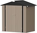 Devoko Outdoor Storage Shed 6 x 4 FT Lockable Metal Garden Shed Steel Anti-Corrosion Storage House with Double Lockable Door for Backyard Outdoor Patio (Brown)