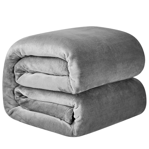 Hansleep-Fleece-Blanket-Twin-Size-Grey-Soft-Cozy-Twin-Blanket-Fuzzy-Flannel-Lightweight-Blanket-for-Bed-Sofa-Couch-Travel-Camping-60-x-80-Inches