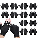 Framad 12 Pairs Black Cotton Fingerless Gloves Moisturizing Night, Uv Sun Protection Gloves for Driving