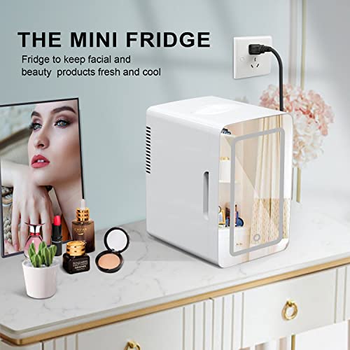 Living Enrichment Mini Fridge 6L Capacity, Portable Small Refrigerator Cooler Or Warmer, Ac Dc Powered, Skincare Fridge With Mirror Door, For Food, Cosmetics, Home, Office And Car - White #TOP4