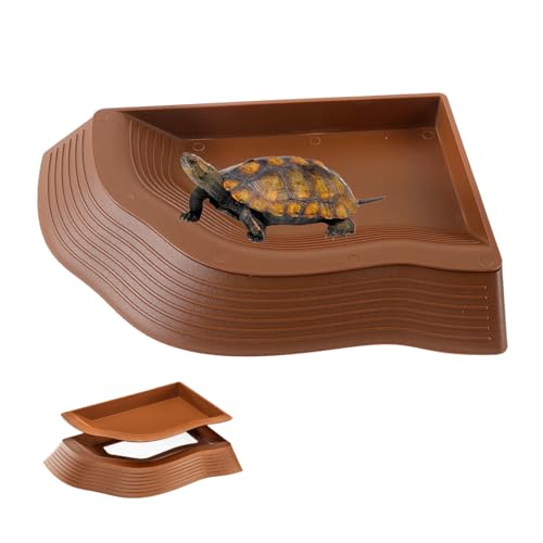 QINGYIWL Schildkröten Wasserschale, Kleine Reptilien Badebecken mit Rampe, Schildkröten Terrarium Zubehör, für Kleine Schildkröten, Geckos und Andere Kleine Reptilien
