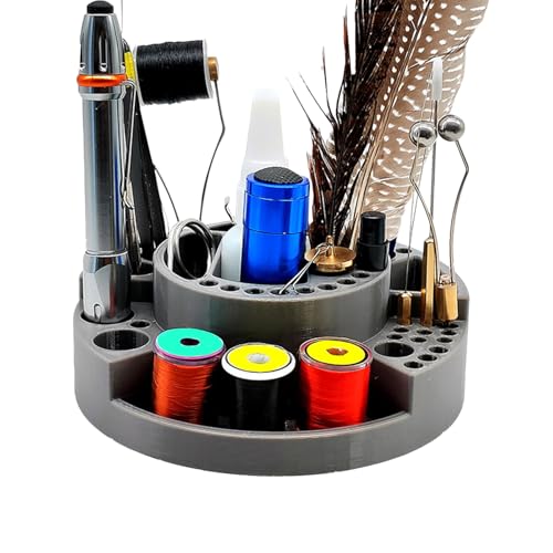 Fly Tying Station - Fly Tying Desktop Storage for Efficient Hook Management, High Density Station with Multi-Hole Organization, Thread Hook Container for Beginners Adults 10x7x1 Inches