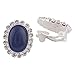 Bridal Rhinestone Opal Oval Shape Clip on Earrings for Women Charm Jewelry No Hole Ear Clip (navy blue)