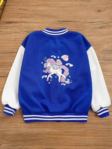 Yeahdor Girls Boys Baseball Jacket Kids Sweatshirts Long Sleeve Cartoon Print Coat Outwear Sports Skateboarding Top4