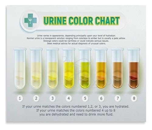Nuancier hydratation et couleur urine contre la déshydratation, cadre 20x30cm