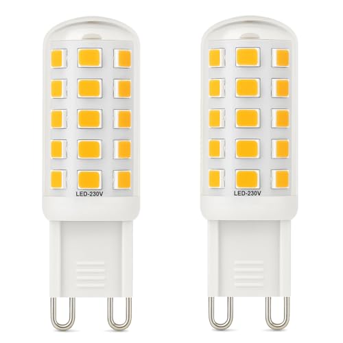 Bombillas LED G9 de 3 W, blanco cálido, 580 lm, equivalentes a 40 W, 60 W, bombillas LED G9, bombillas LED Gu9 para iluminación del hogar y decoración, 2 unidades
