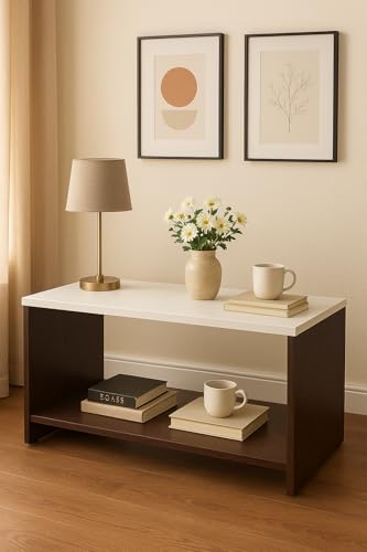 Image of ESTANTERIA Coffee Table for Living Room Wooden Engineering Wood Center Tea Table Strong & Durable Space Saving Furniture with Storage for Bedroom Modern Design Furniture Home Decor (Pavillion)