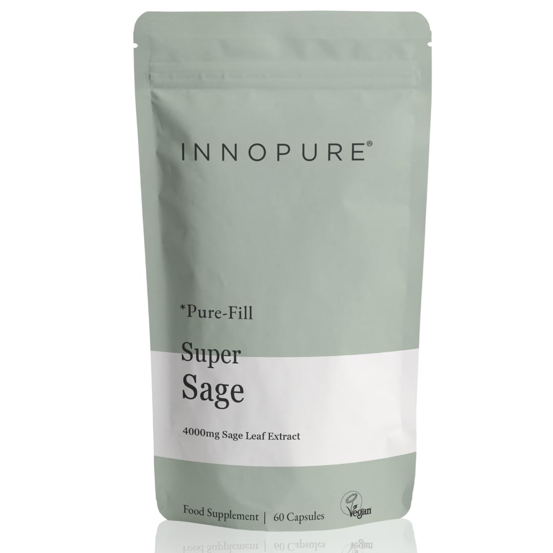 Super Sage Leaf Menopause Supplement – 4000mg Pure-Fill (No Fillers or Binders) Vegan Society Registered, 2 Month Supply, 60 Capsules, UK Made