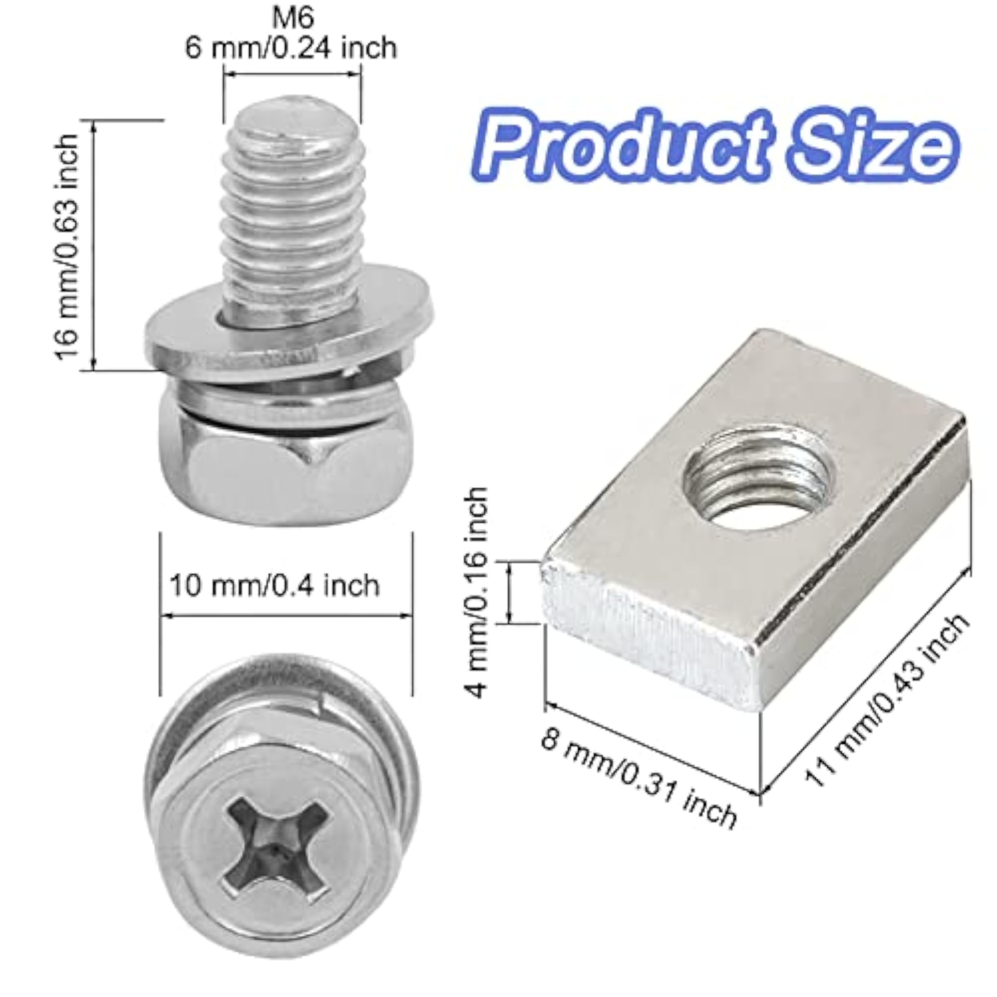 15 Set M6x16mm Stainless Steel Motorcycle Terminal Screws