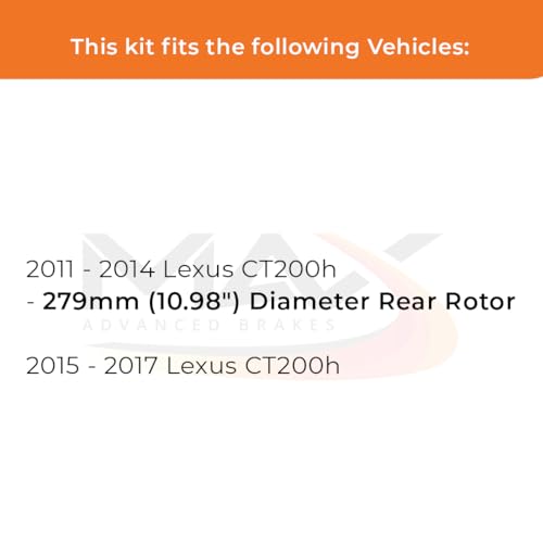 Image of Max Advanced Brakes Front & Rear Brake Kit Compatible With 2011-2015 2016 2017 Lexus CT200h w / 10.98 inch Dia Rear Rotors Replacement Premium OE Disc Brake Rotors and Ceramic Brake Pads