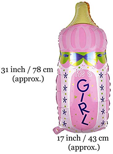 Image of Amfin (18 Inches) (Pack of 2) Its A Girl Bottle Foil Balloons for Birthday Party /Theme Party Foil Balloons /Baby Shower Decoration - (Pink)