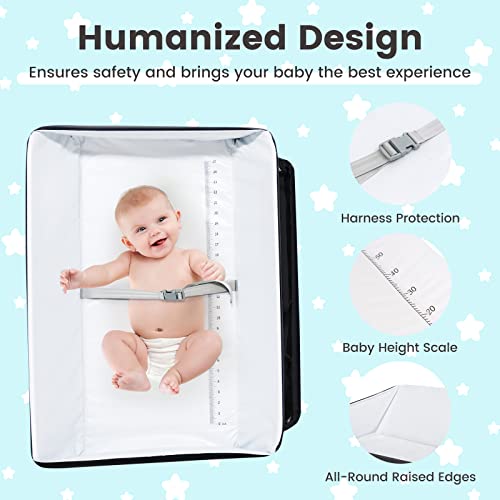 Image of HONEY JOY Changing Table, Folding Nursery Organizer with Open Shelf & Safety Belt, Portable Diaper Changing Station for Newborn (Black, Basic)