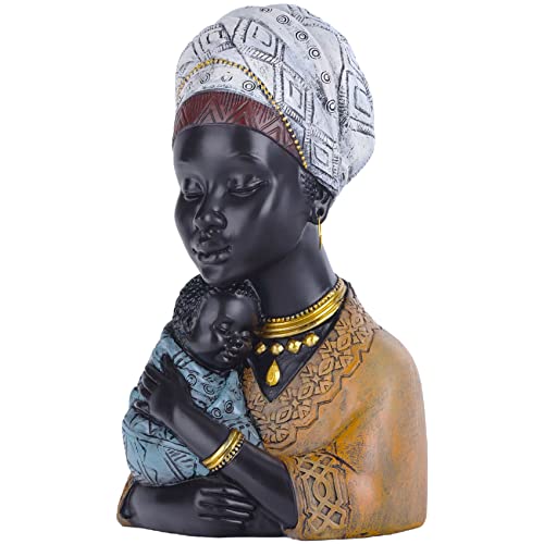 Statue africaine en forme de buste africain, sculptures d'art africain modernes, statues africaines en résine pour décoration d'intérieur, figurines...