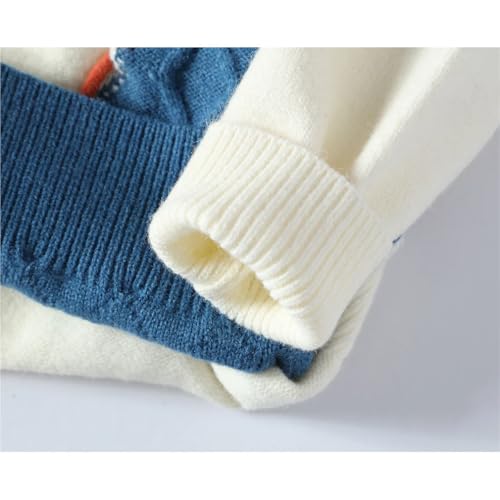 Men Patchwork Knit Pullovers Casual Stand Neck Long Vintage Sleeves Sweater 5