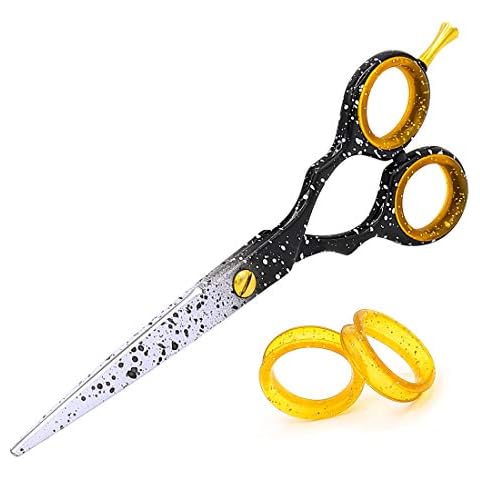 Hairdressing Scissor Hair Cutting Scissor Professional Hairdressing Scissors Deep Black 6.0 Inch Barbers Stainless Steel Hair Dresser Cutting Shears Salon for Men Women Ladies Kids Children Cover
