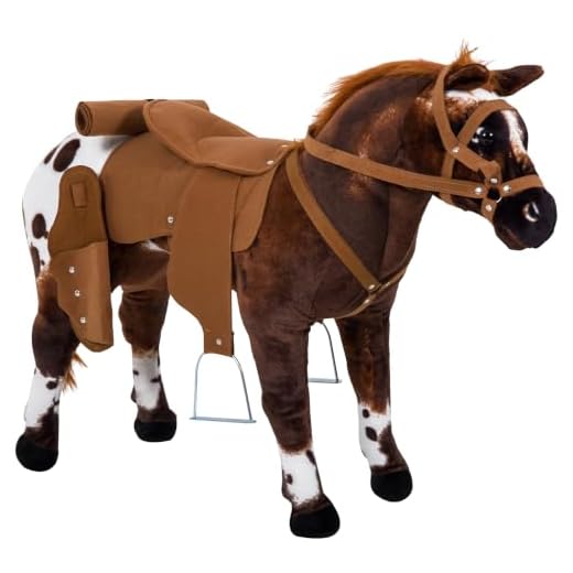 Qaba Sound-Making Ride On Horse for Toddlers 3-5, with Neighing and Galloping Sound, Stuffed Animal Horse Toy for Kids with Padding, Soft Feel, Brown
